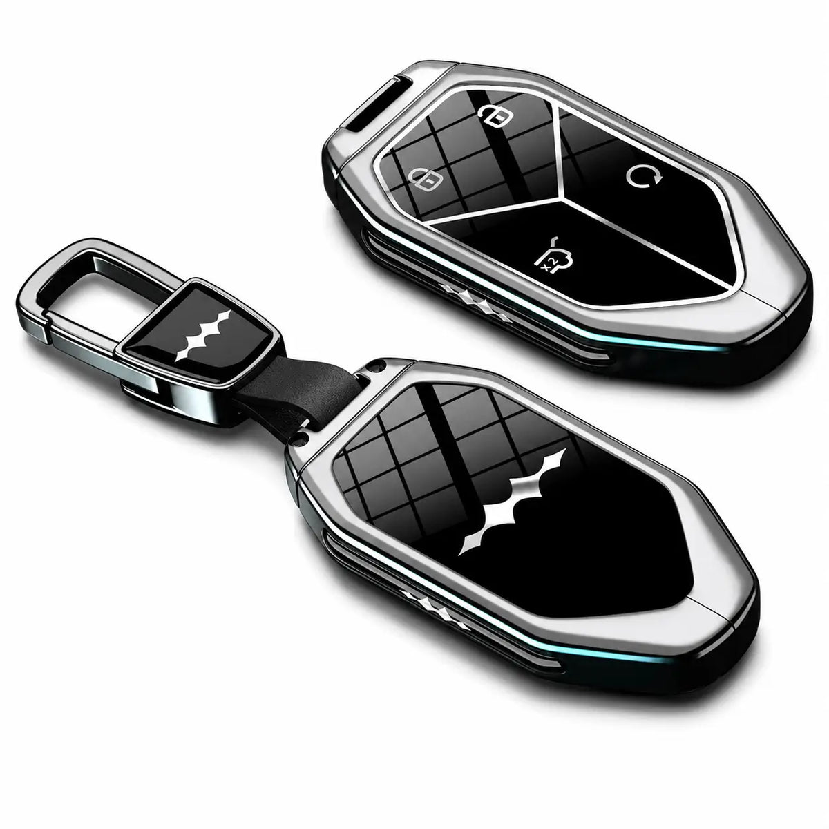 BYD Formula Leopard 5/8 Titanium 3/7 Leather Key Case | Zinc Alloy Remote Key Fob Cover