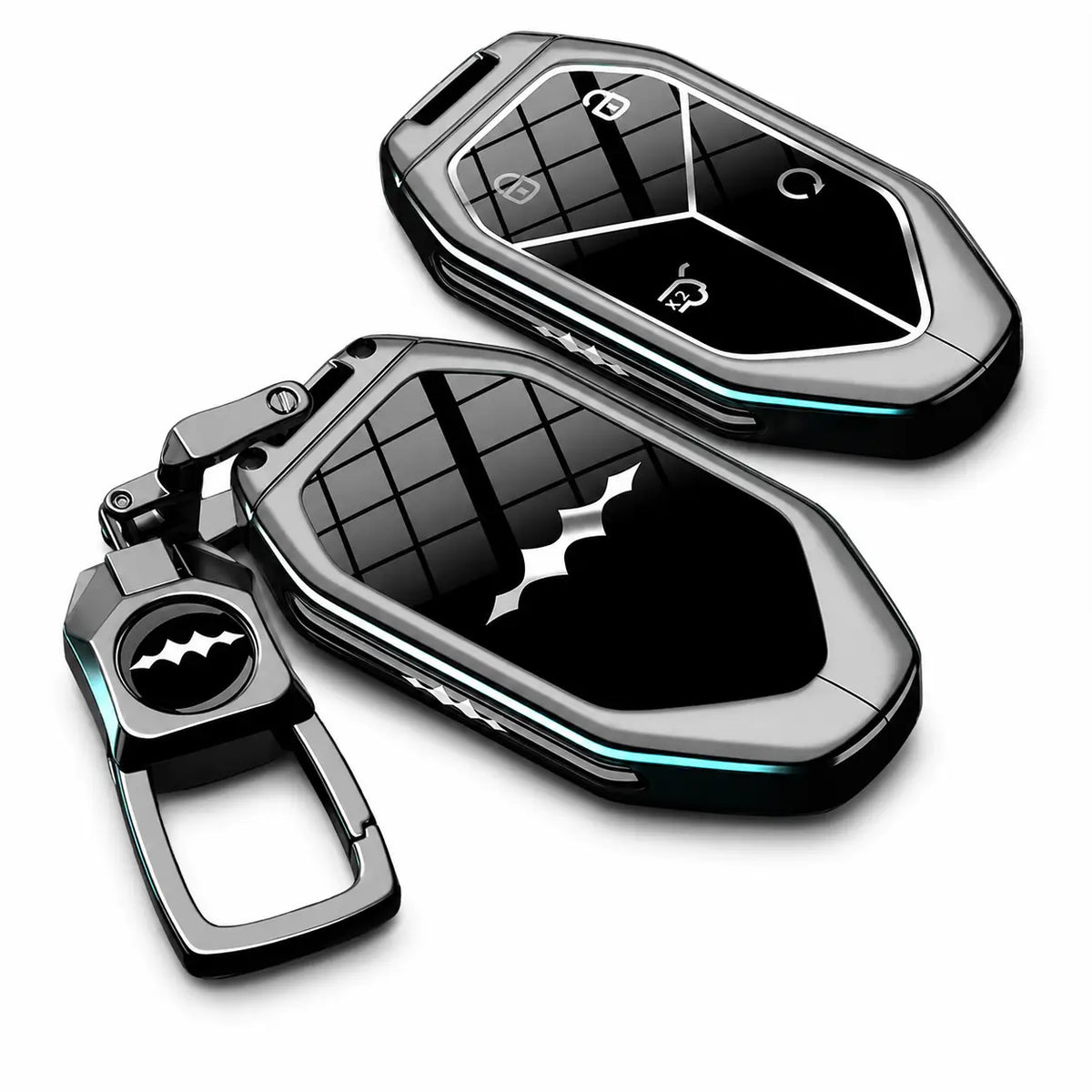 BYD Formula Leopard 5/8 Titanium 3/7 Leather Key Case | Zinc Alloy Remote Key Fob Cover