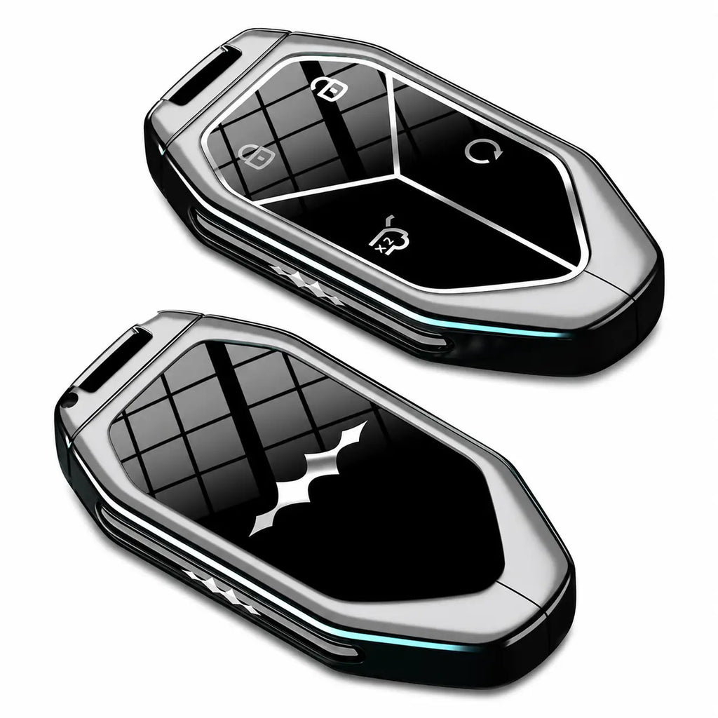 BYD Formula Leopard 5/8 Titanium 3/7 Leather Key Case | Zinc Alloy Remote Key Fob Cover
