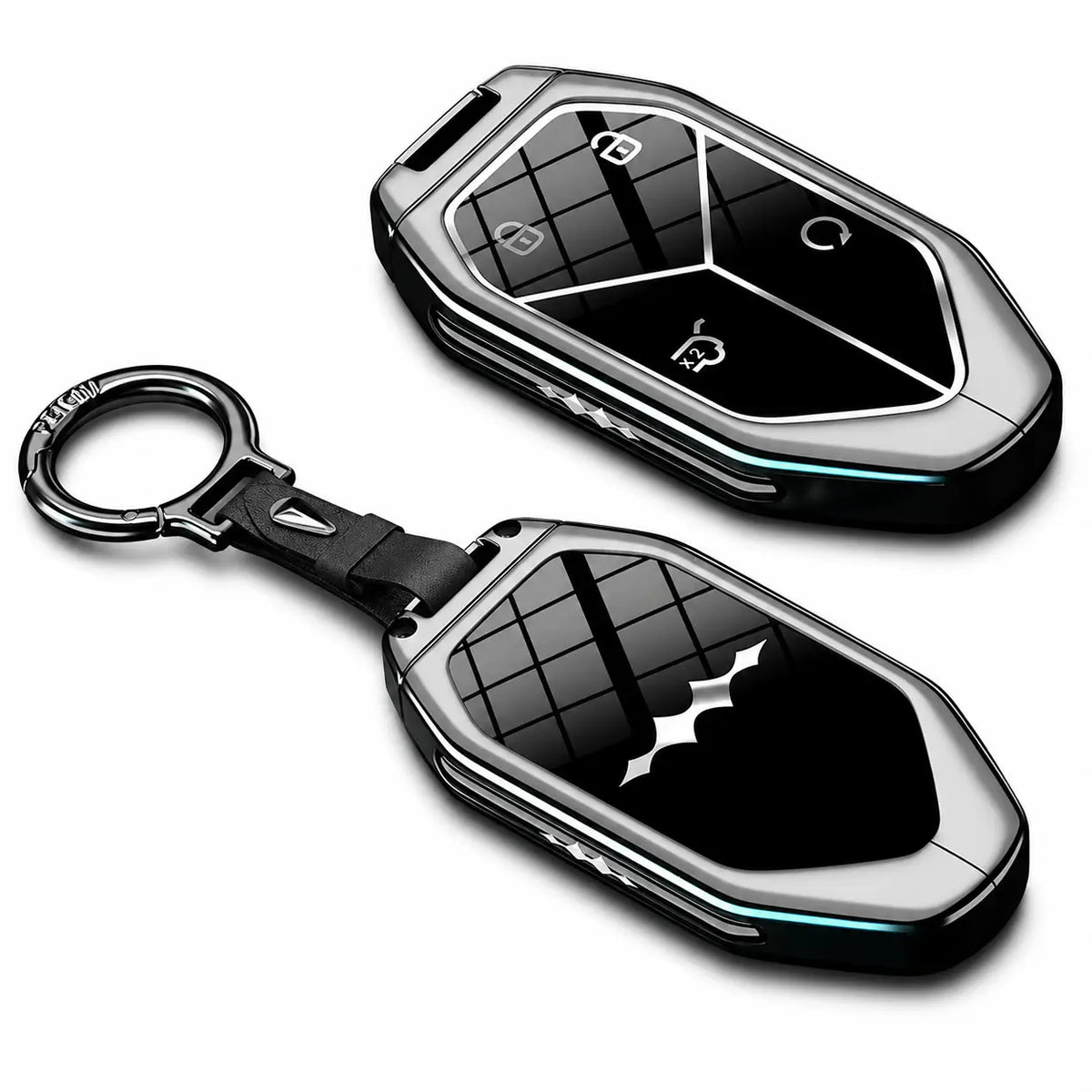 BYD Formula Leopard 5/8 Titanium 3/7 Leather Key Case | Zinc Alloy Remote Key Fob Cover