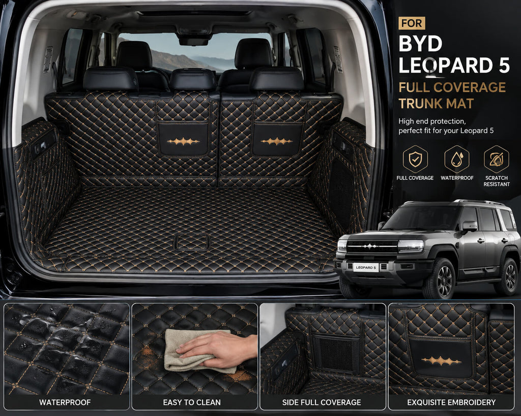 BYD Leopard 5 Denza B5 Trunk Mats 2023-24-25 Full Coverage Leather Cargo Liner
