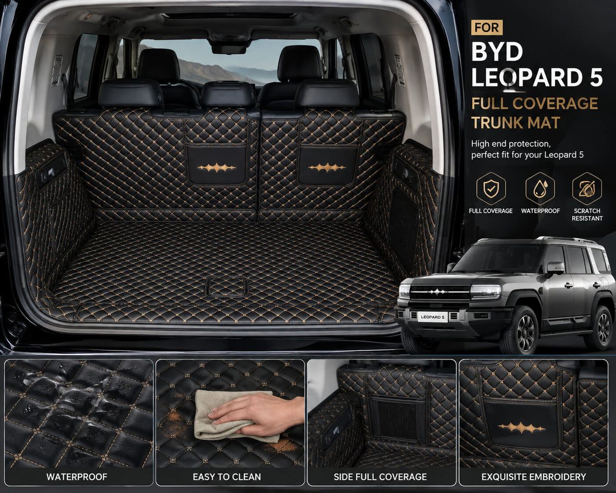 BYD Leopard 5 Denza B5 Trunk Mats 2023-24-25 Full Coverage Leather Cargo Liner