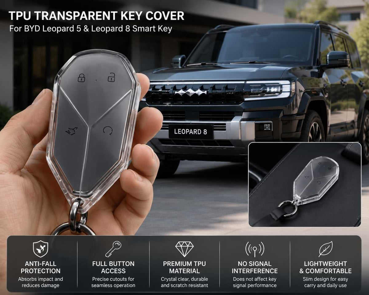 TPU Transparent Smart Key Cover for BYD Leopard 5 and Leopard 8 with clear anti-fall protection