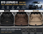 BYD Leopard 8 2024 2025 Leather Trunk Mats in Black Coffee and Beige