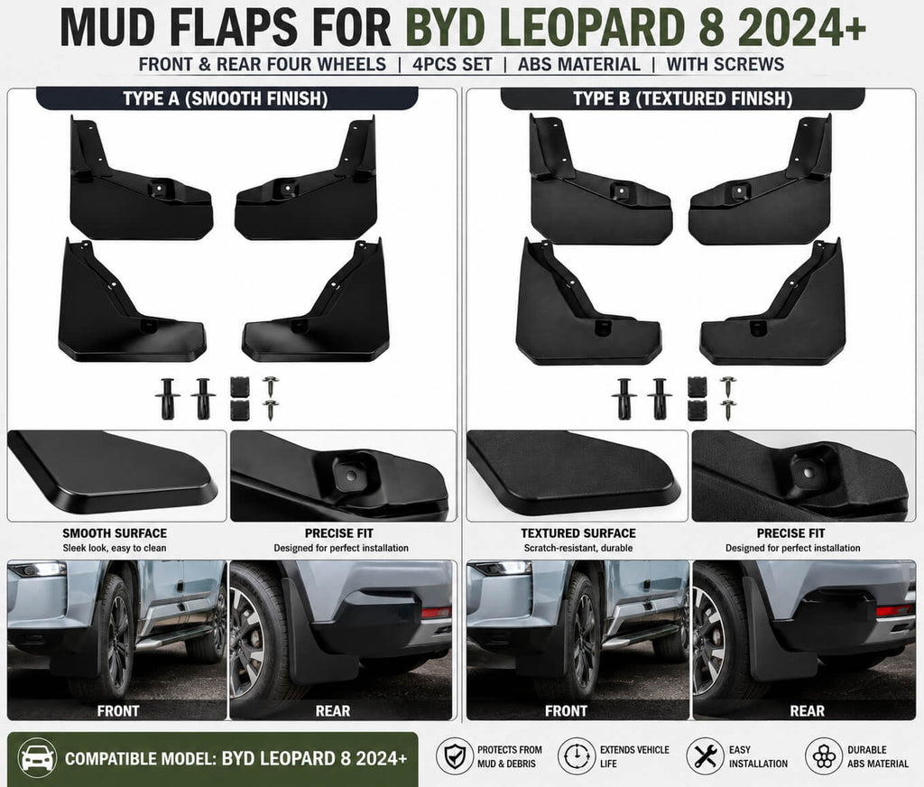 BYD Leopard 8 2024+ Mud Flaps 2 Types Smooth and Textured 4PCS