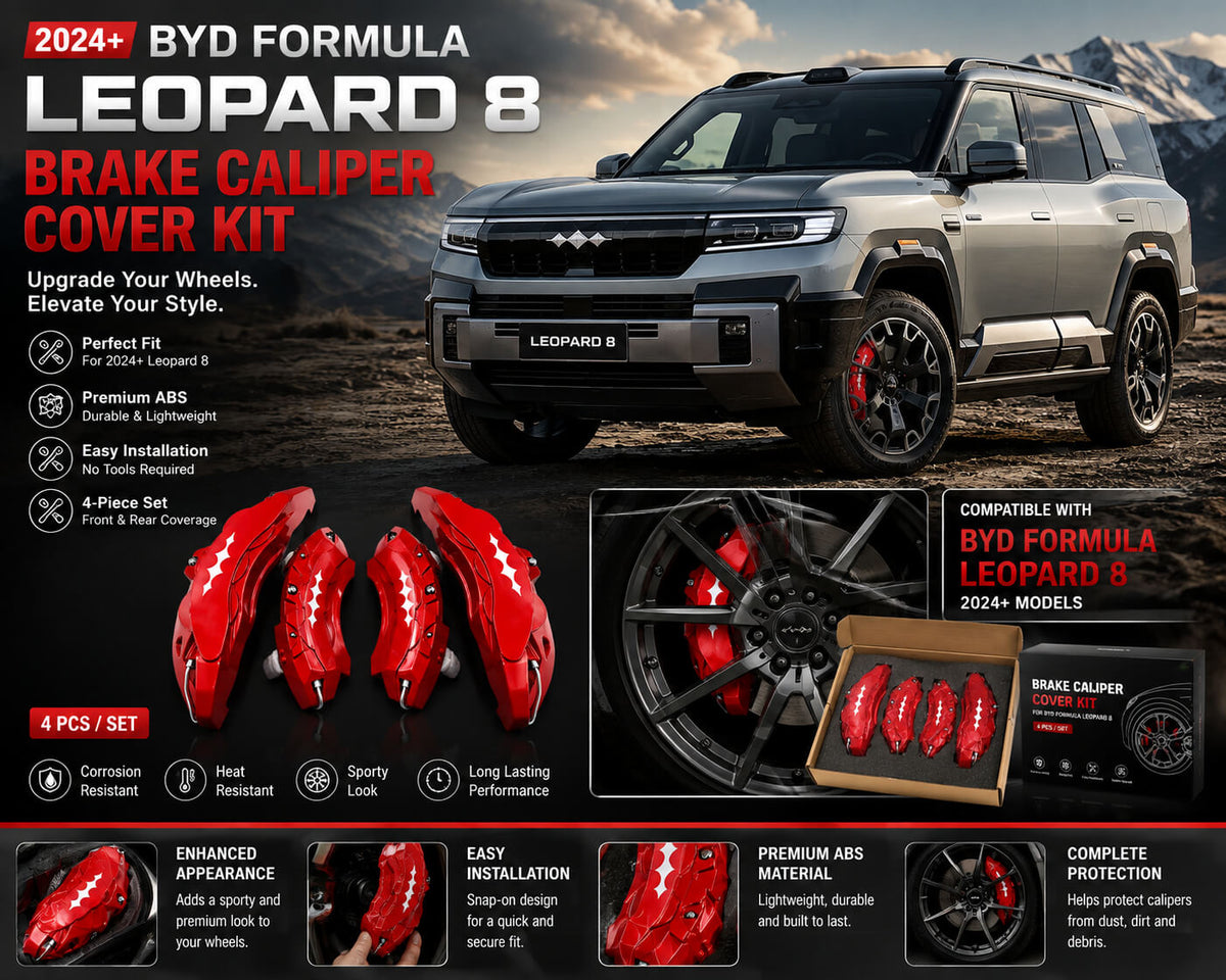 BYD Leopard 8 Red Brake Caliper Cover Kit on Vehicle