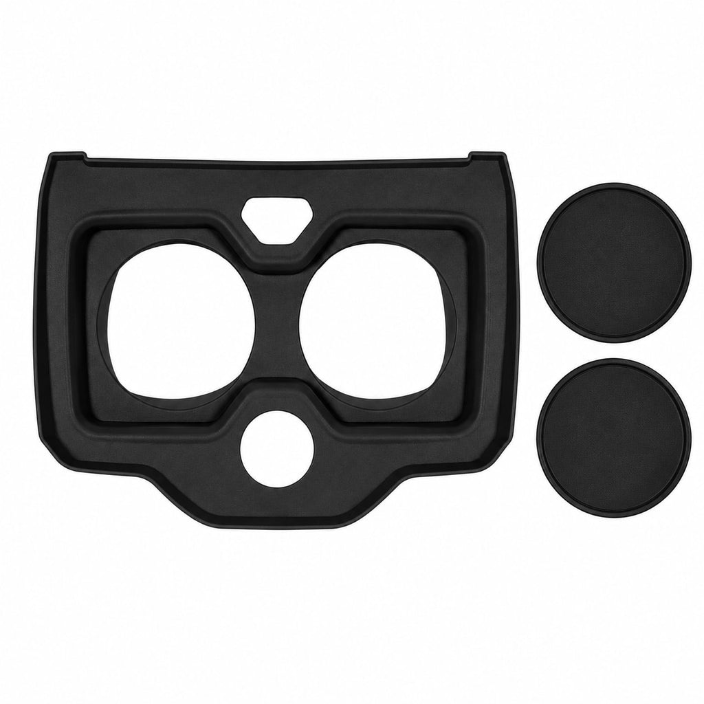 BYD Leopard 8 2024-2025 center console with black silicone cup holder protection pad installed around dual cup holders.
