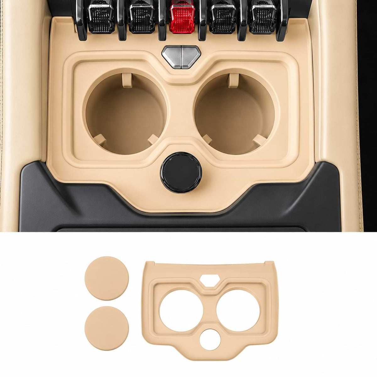 BYD Leopard 8 & Denza B8 Cup Holder Insert and Coaster Set | Beige Interior Accessories