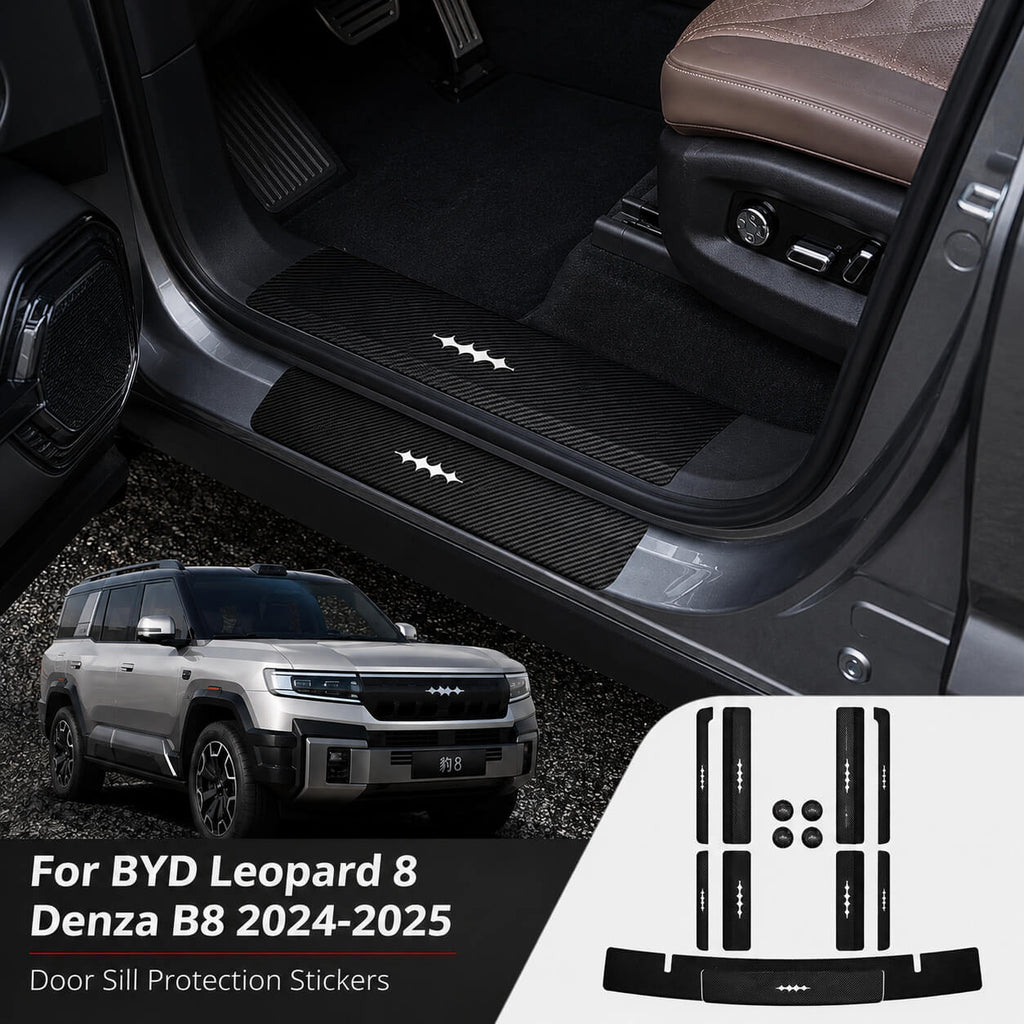 BYD Leopard 8 Denza B8 Carbon Fiber Door Sill Protection Stickers Installed