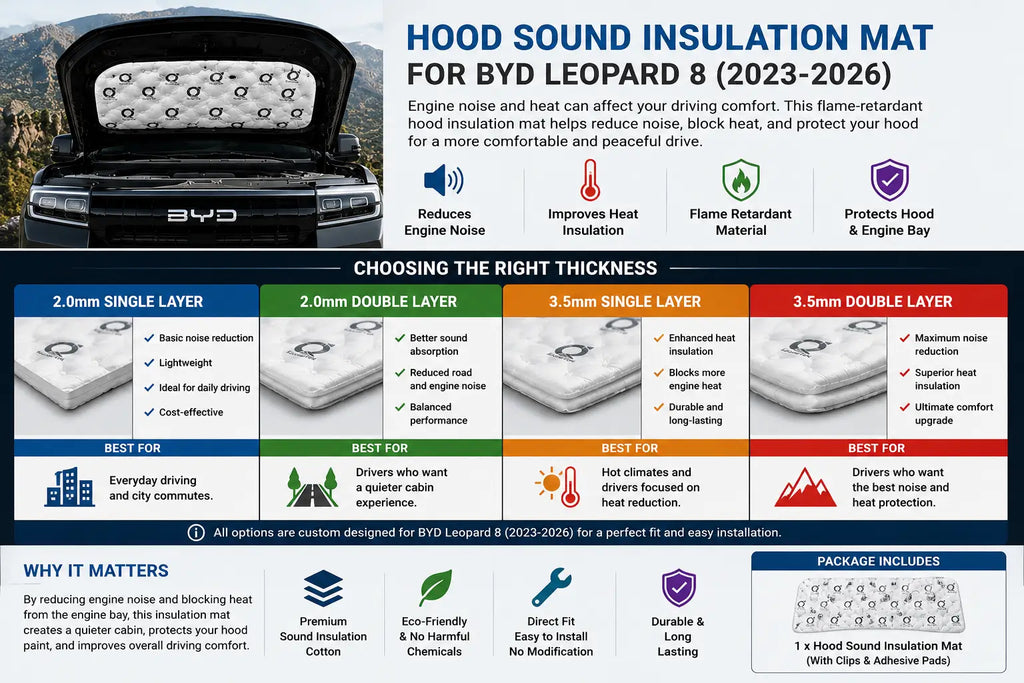 BYD Leopard 8 Hood Sound Insulation Cotton (2023-2026) | Flame Retardant Hood Liner
