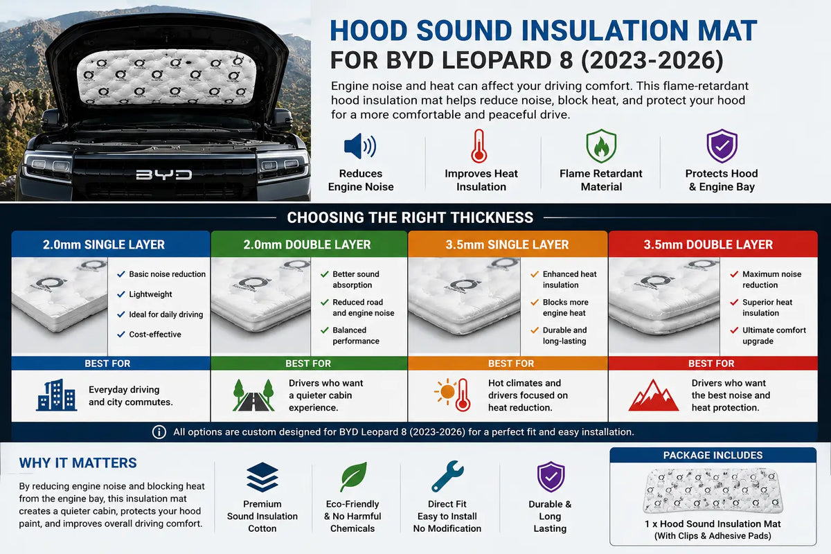 BYD Leopard 8 Hood Sound Insulation Cotton (2023-2026) | Flame Retardant Hood Liner