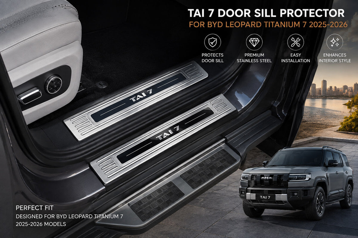BYD Leopard Titanium 7 2025 2026 TAI 7 stainless steel door sill protector installed