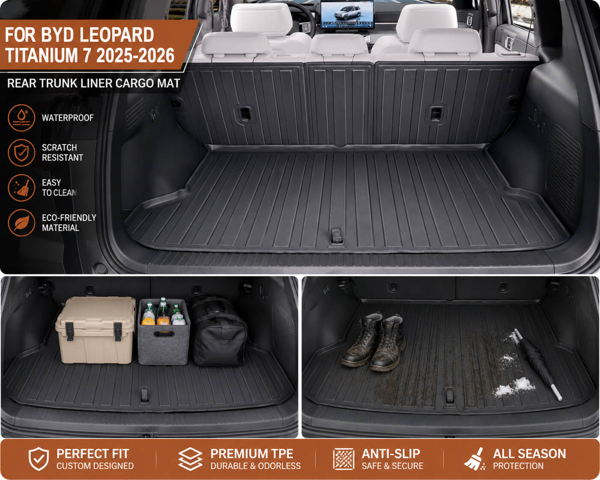 BYD Leopard Titanium 7 2025 2026 TPE rear trunk liner cargo mat installed