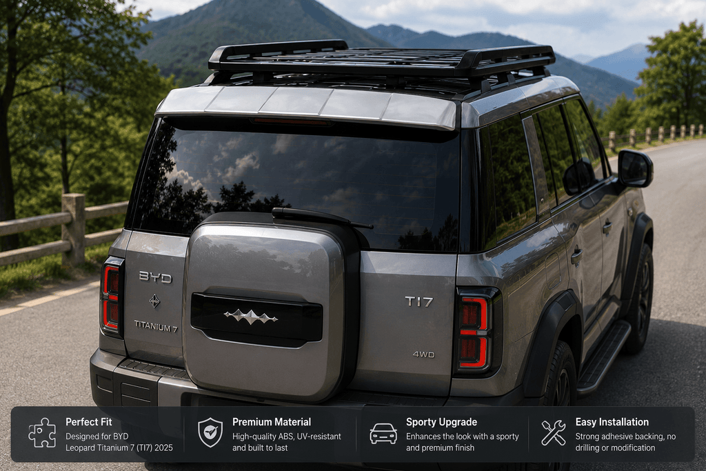 BYD Leopard Titanium 7 TI7 2025 rear roof spoiler installed on SUV