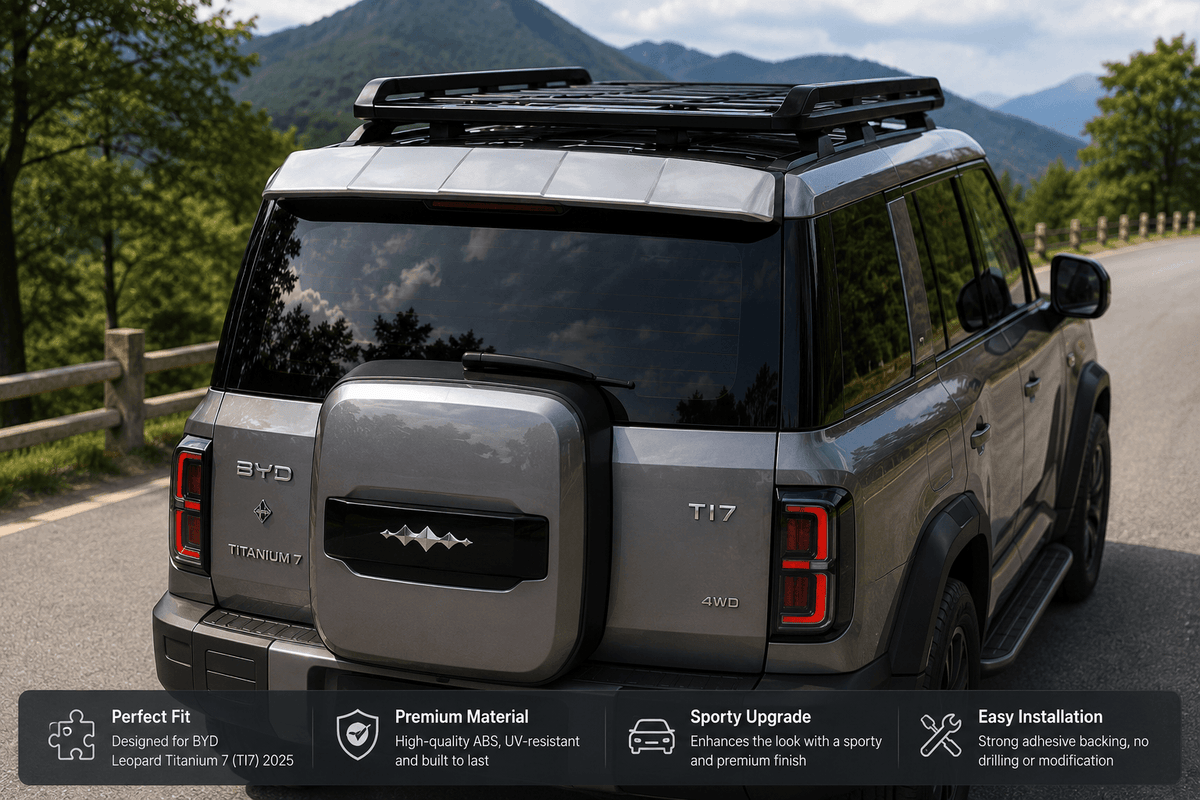BYD Leopard Titanium 7 TI7 2025 rear roof spoiler installed on SUV