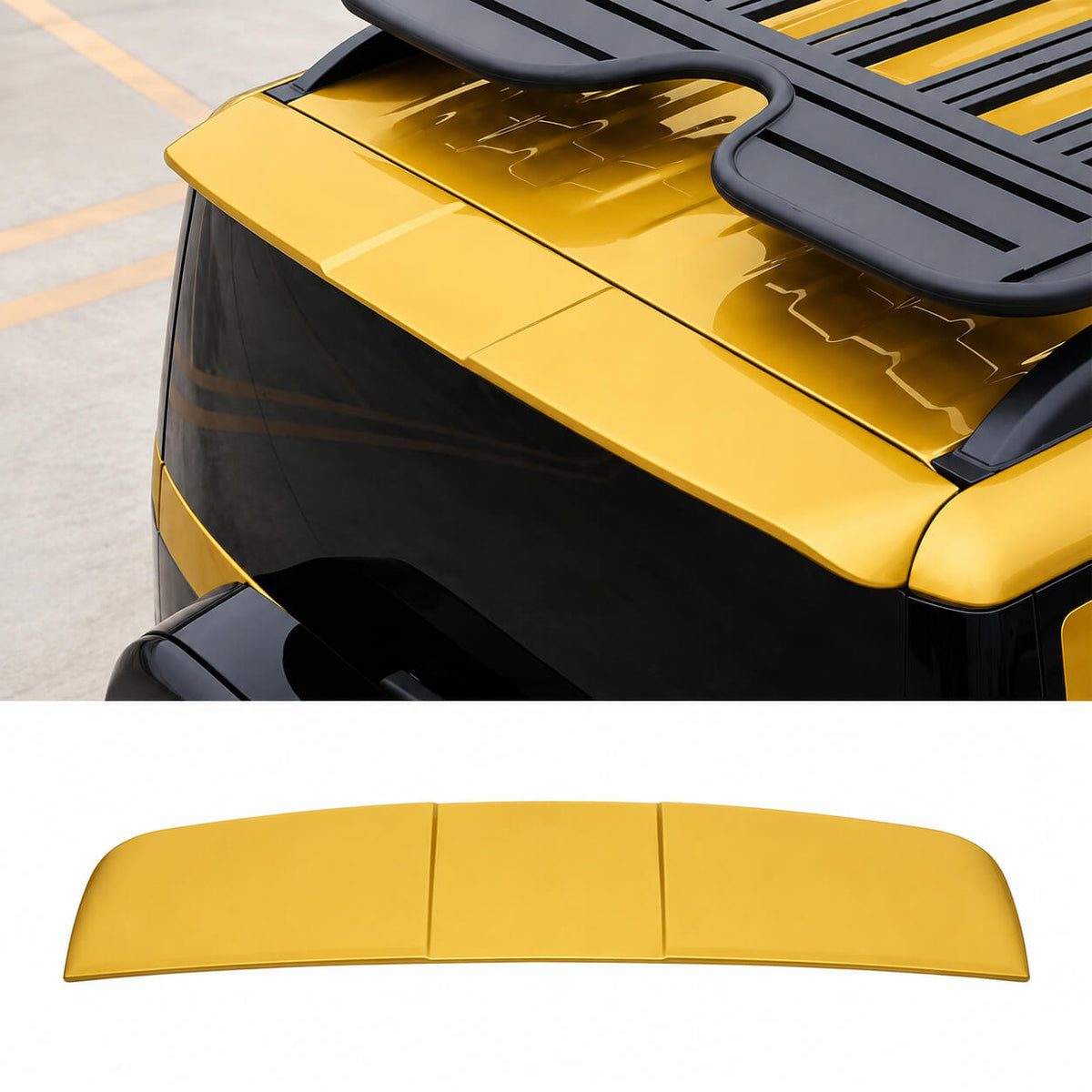 Rear roof spoiler fixed tail wing installed on the BYD Leopard Titanium 7 TI7 2025 yellow