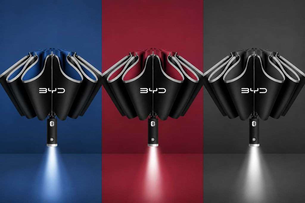 BYD Luxury Folding Umbrella | Blue Red Black Windproof Design