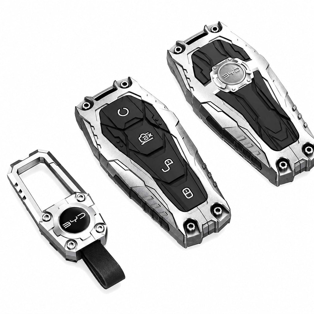 BYD Black Metal Car Key Case Cover for Atto 3, Dolphin, Seal, Seal U & Han