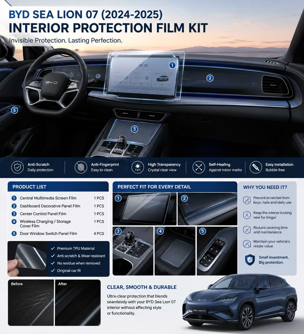 BYD Sea Lion 07 Interior Protection Film 2024-2025 | Dashboard & Screen Protector