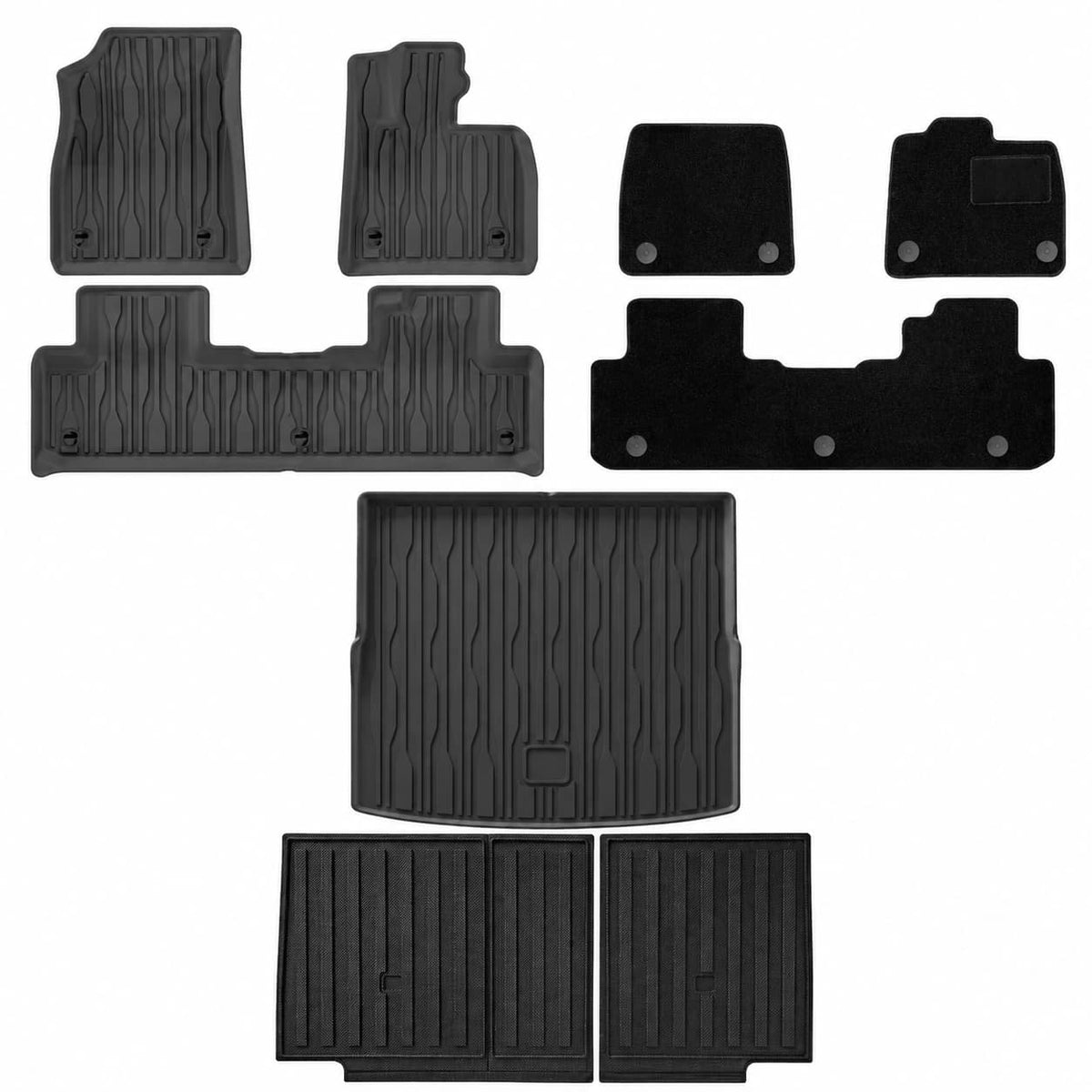 floor mat set designed for the BYD Seal U, Sealion 6 and Song Plus RHD interior, featuring raised edges and molded channels for everyday dirt and moisture protection.