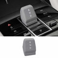 Car gear shift lever with 'RND' marking, shown in a car interior setting.