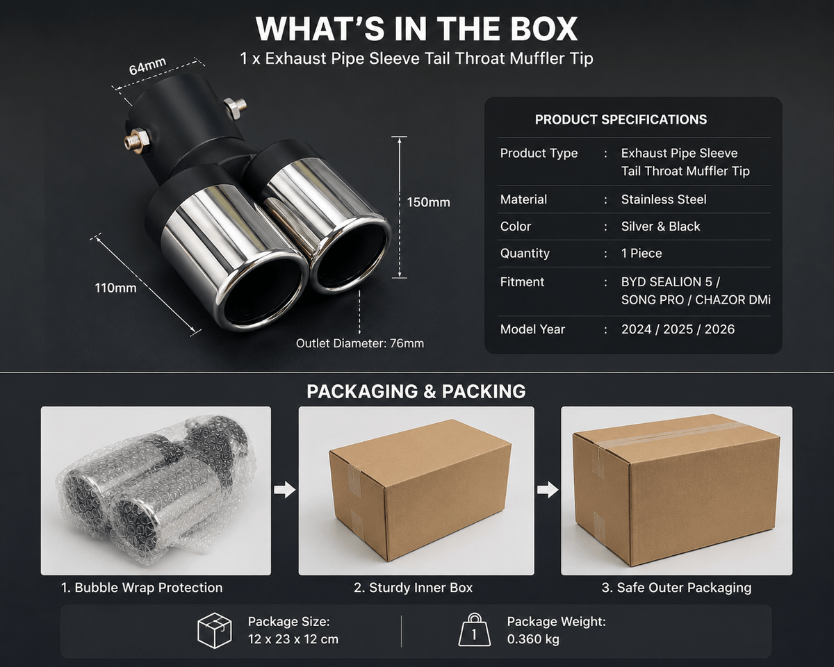 BYD Sealion 5 Song Pro Chazor DM-i exhaust tip packaging and packing