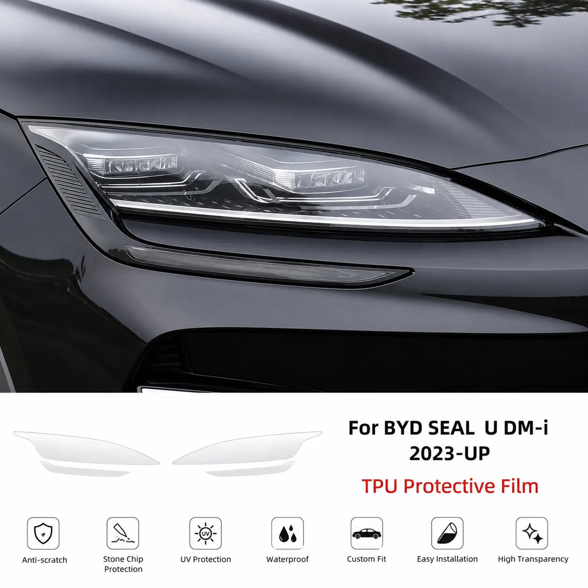 BYD Song Plus DM-i Sealion 6 DM-i 2023-2025 TPU Protection Film for Headlights, Mirrors, B & C Pillars