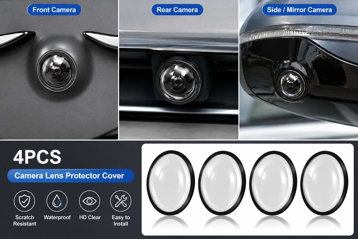 3-in-1 camera lens protector collage showing front camera, rear camera, and side mirror camera protection for BYD Sealion 6, Sealion 7, and Seal U.