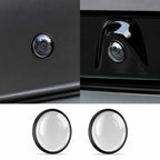 Front and rear camera lens protector covers installed on BYD vehicle cameras with two clear protective lens covers displayed below.