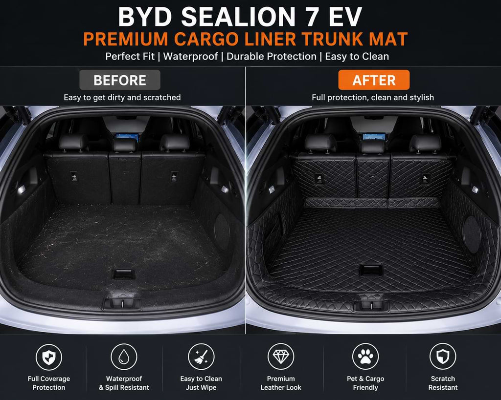 Custom-fit waterproof cargo liner designed for the BYD Sealion 7 EV trunk area.