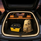 BYD Sealion 7 rear trunk with waterproof LED strip lighting and cargo storage setup