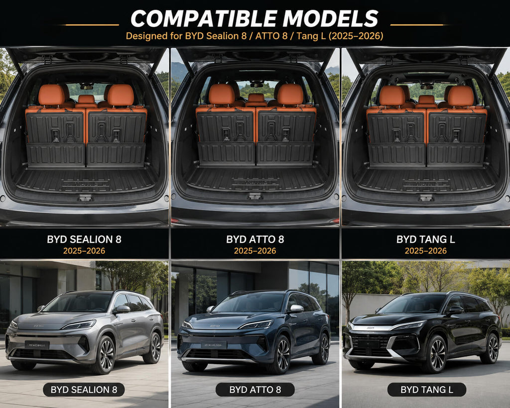 Compatible Models – BYD Sealion 8, ATTO 8 & Tang L Cargo Mat Fitment (2025–2026)