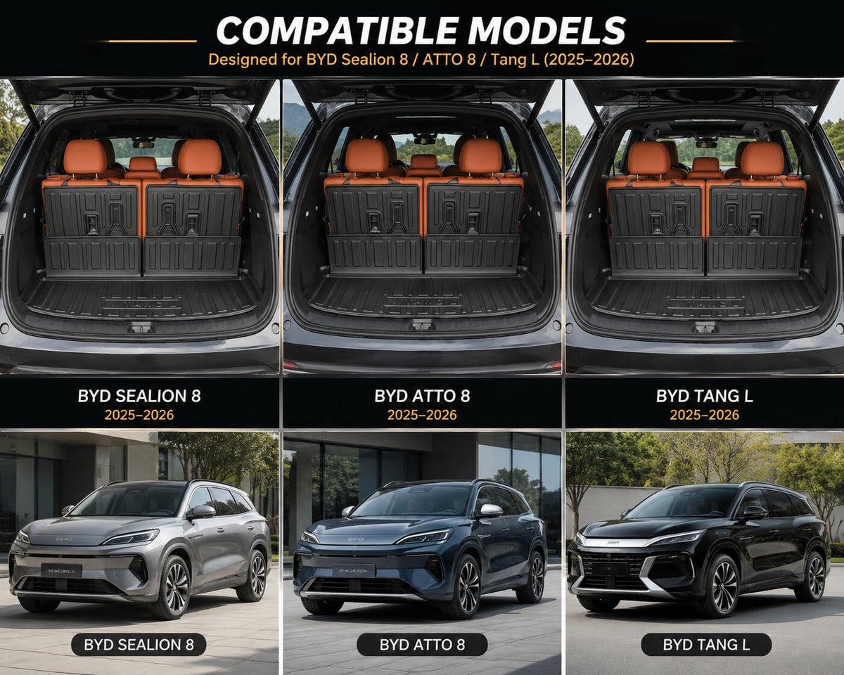 Compatible Models – BYD Sealion 8, ATTO 8 & Tang L Cargo Mat Fitment (2025–2026)