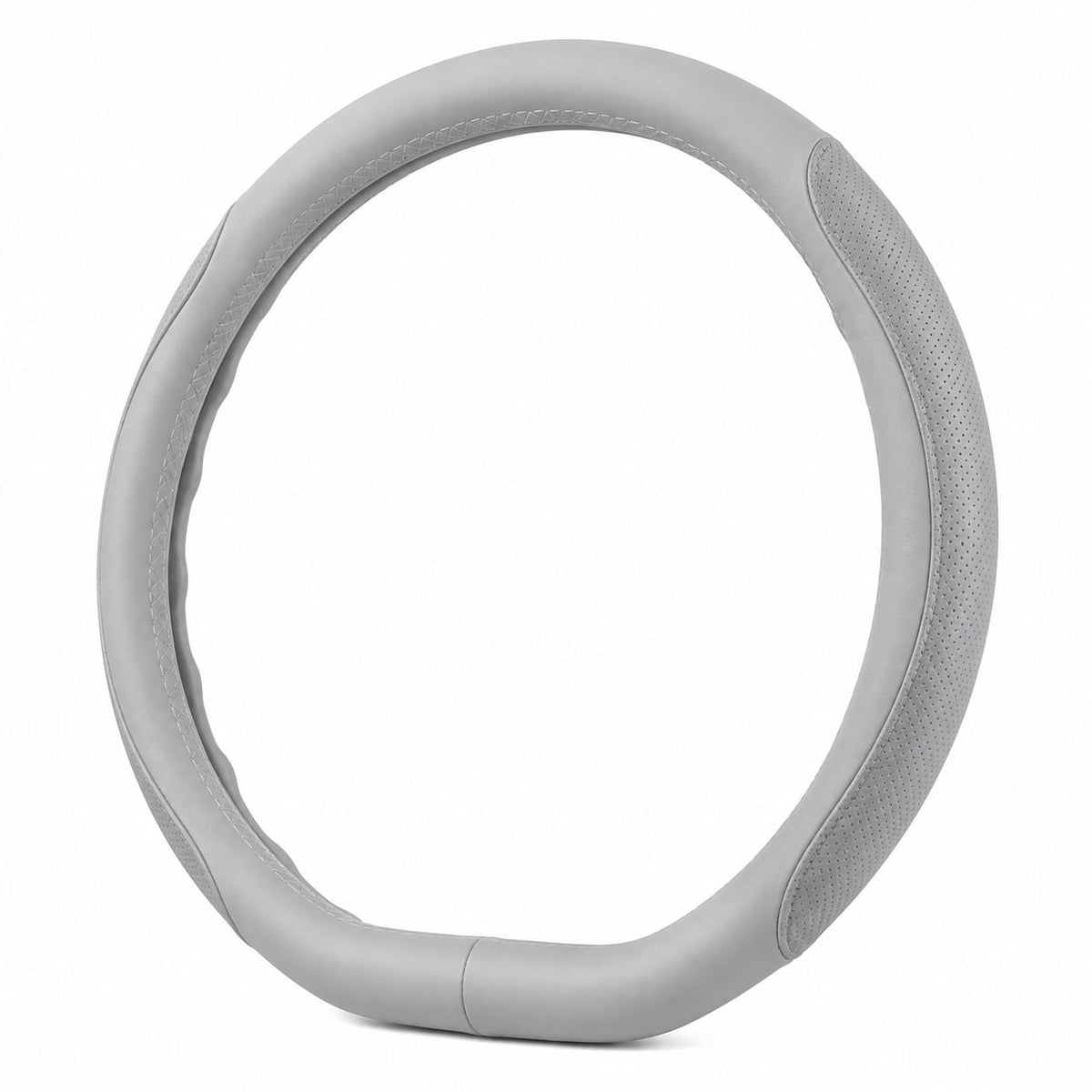 Grey universal anti-slip steering wheel cover for BYD Sealion 8 (Atto 8) and BYD Tang L, all-season leather steering wheel protector.