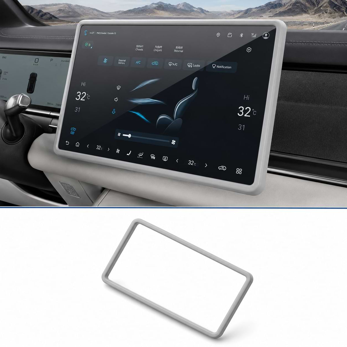 Red Navigation Screen Frame Protector for BYD Sealion 8 (Atto 8) & Tang L