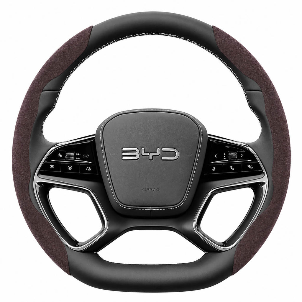 Segmented Suede Steering Wheel Cover for BYD Atto 3 Seal Dolphin Shark 6 Sealion 7