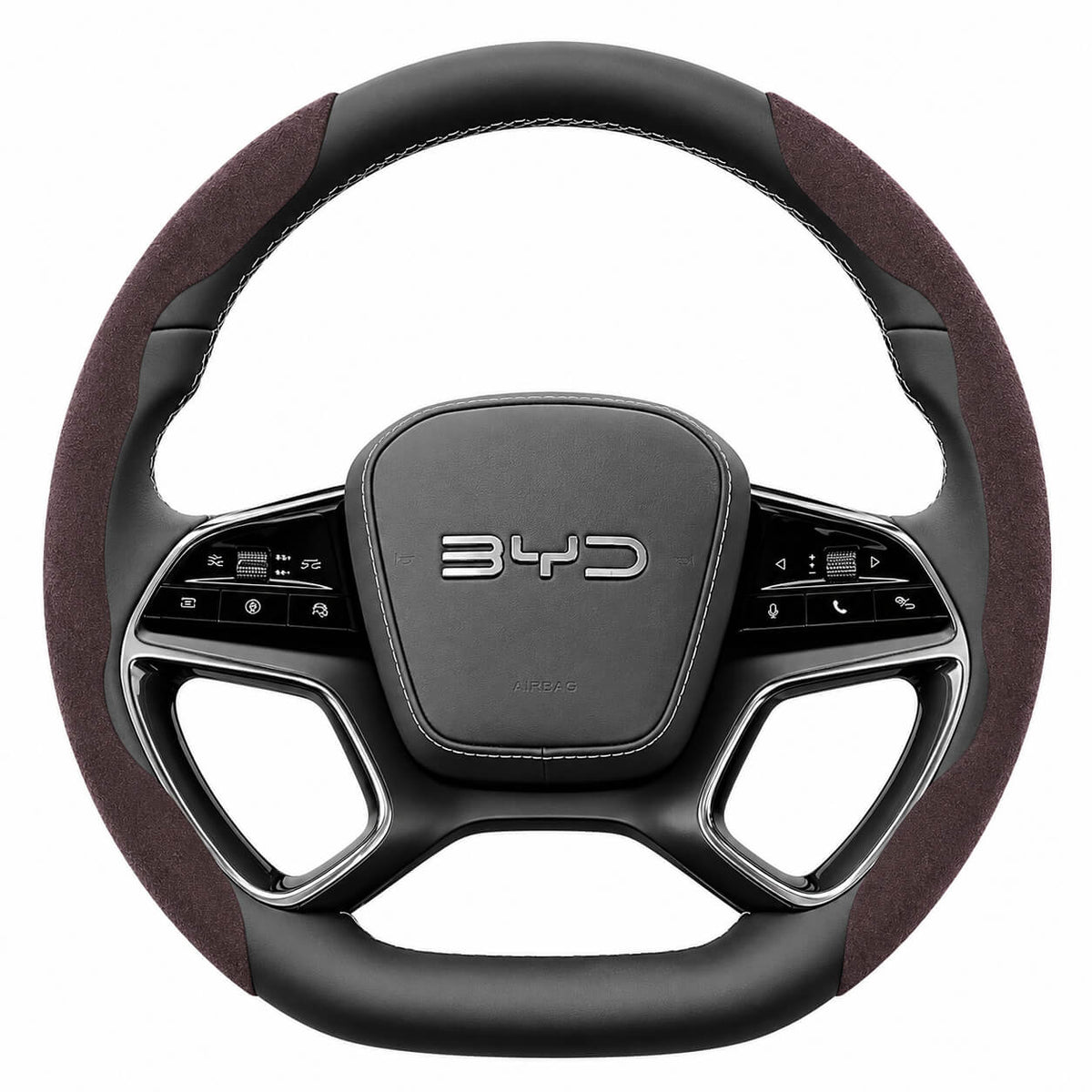 Segmented Suede Steering Wheel Cover for BYD Atto 3 Seal Dolphin Shark 6 Sealion 7
