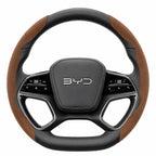 Segmented Suede Steering Wheel Cover for BYD Atto 3 Seal Dolphin Shark 6 Sealion 7 brown