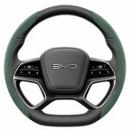 Segmented Suede Steering Wheel Cover for BYD Atto 3 Seal Dolphin Shark 6 Sealion 7 green