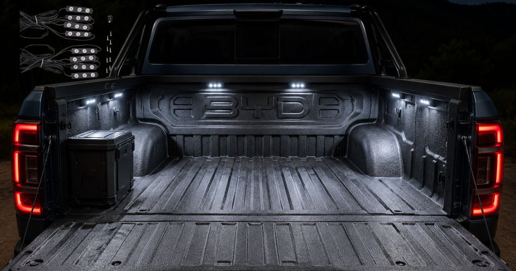 byd shark 6 LED lighting system in a dark setting