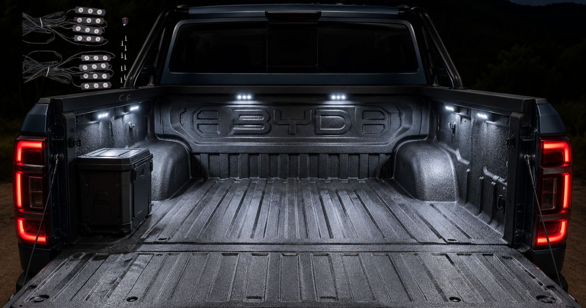 byd shark 6 LED lighting system in a dark setting