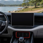 Black silicone screen protector installed on BYD Shark 6 15.6 inch touchscreen display