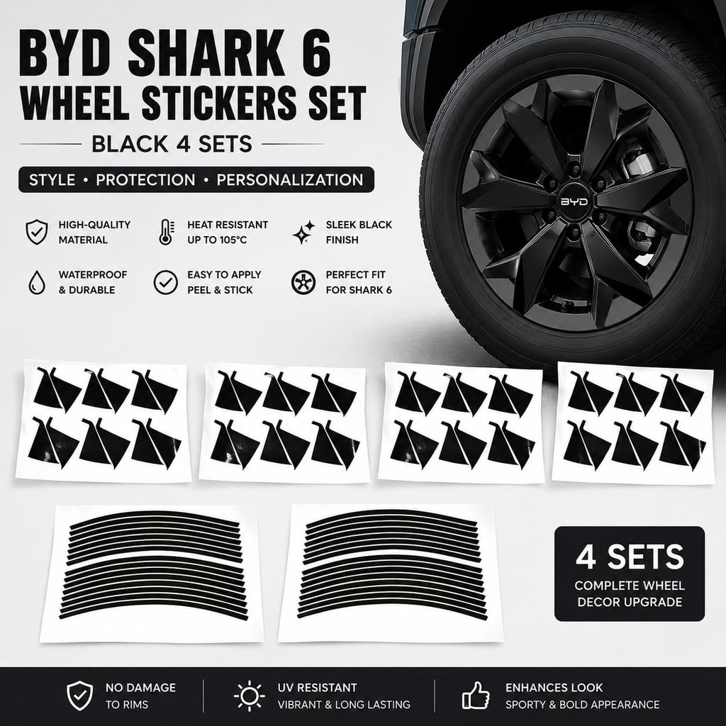 BYD Shark 6 wheel stickers set with car wheel and product