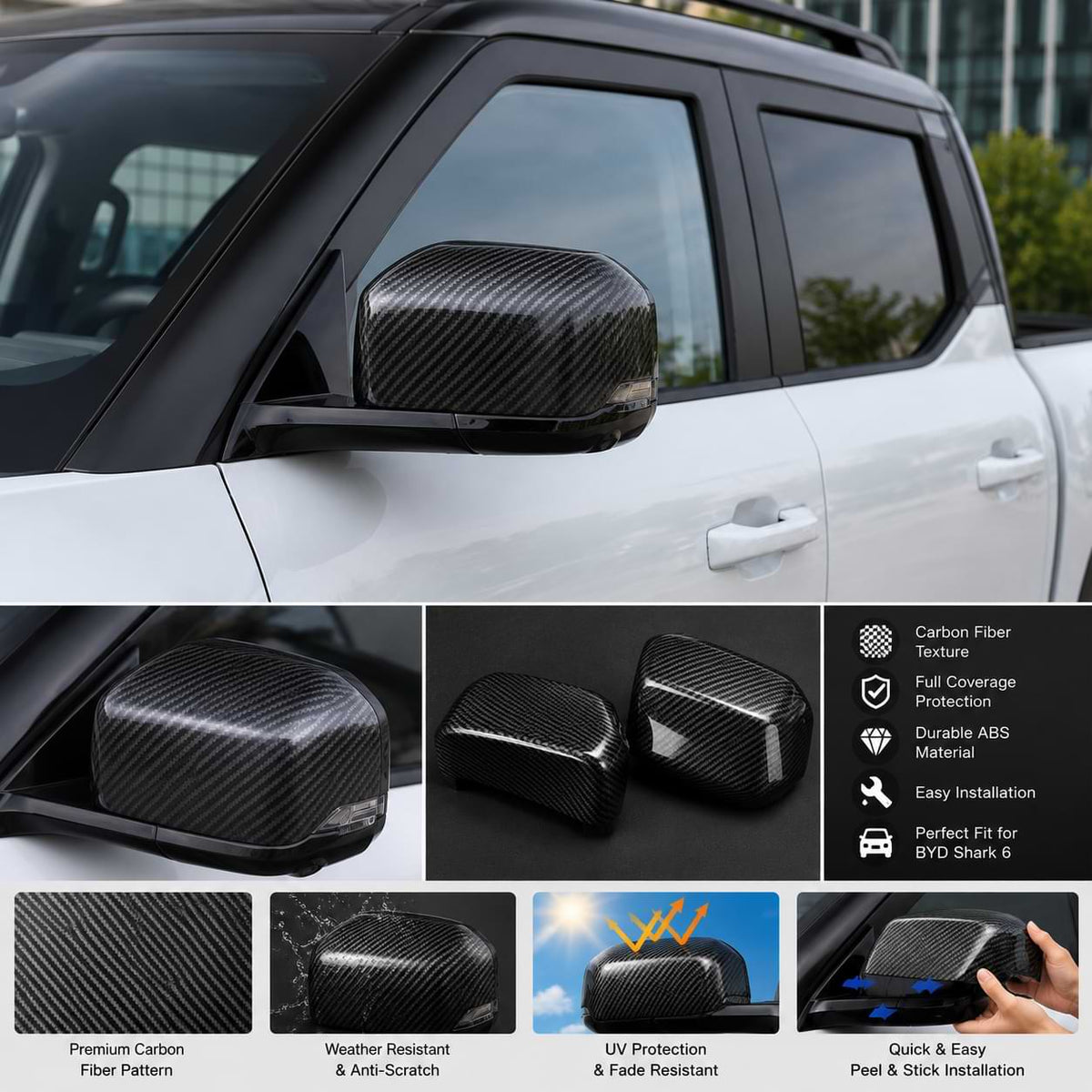 BYD Shark 6 Carbon Fiber Mirror Protection Covers