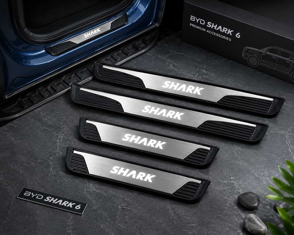 BYD Shark 6 stainless steel door sill scuff plate protector accessories installed near pickup entry step