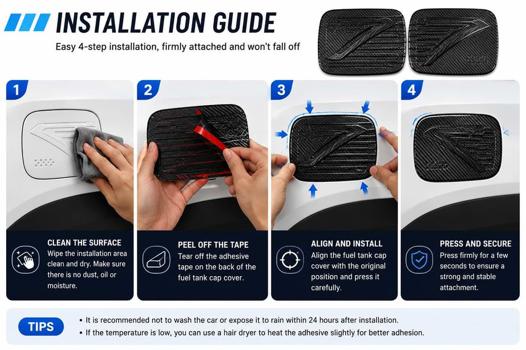 Step by step installation guide for BYD Shark 6 carbon fiber fuel tank cap decorative cover