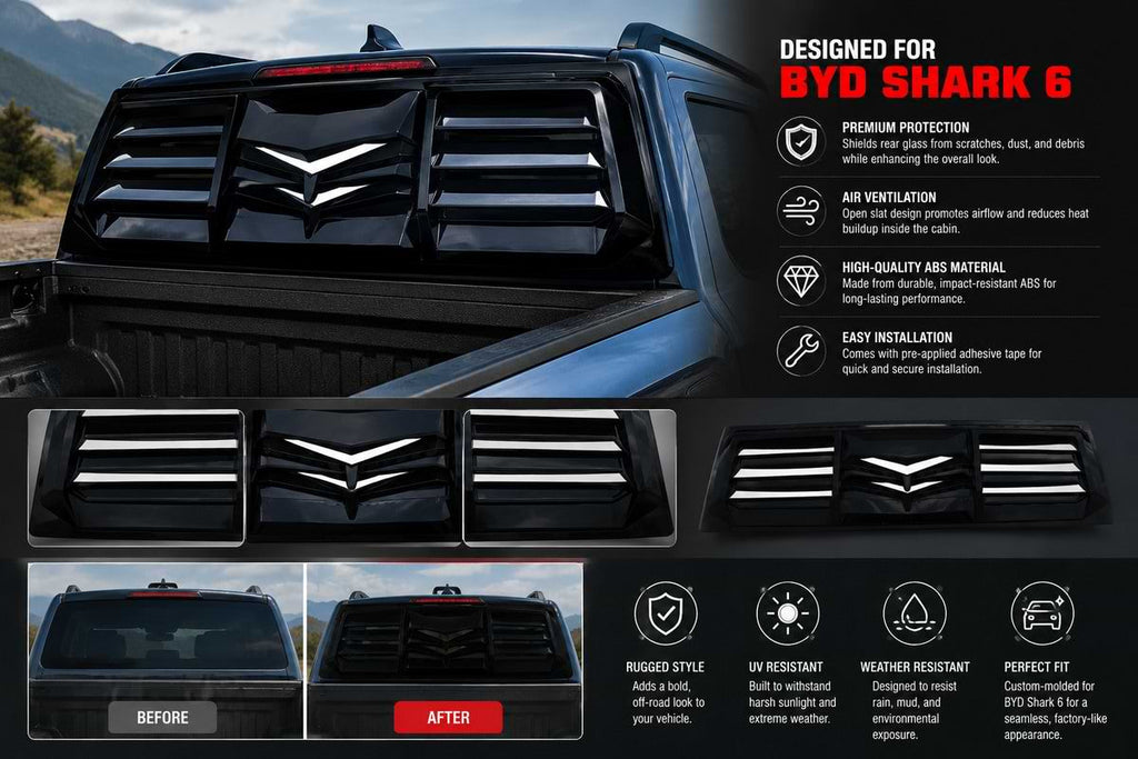 BYD Shark 6 Rear Windshield Cover Gloss Black Air Vent Protector