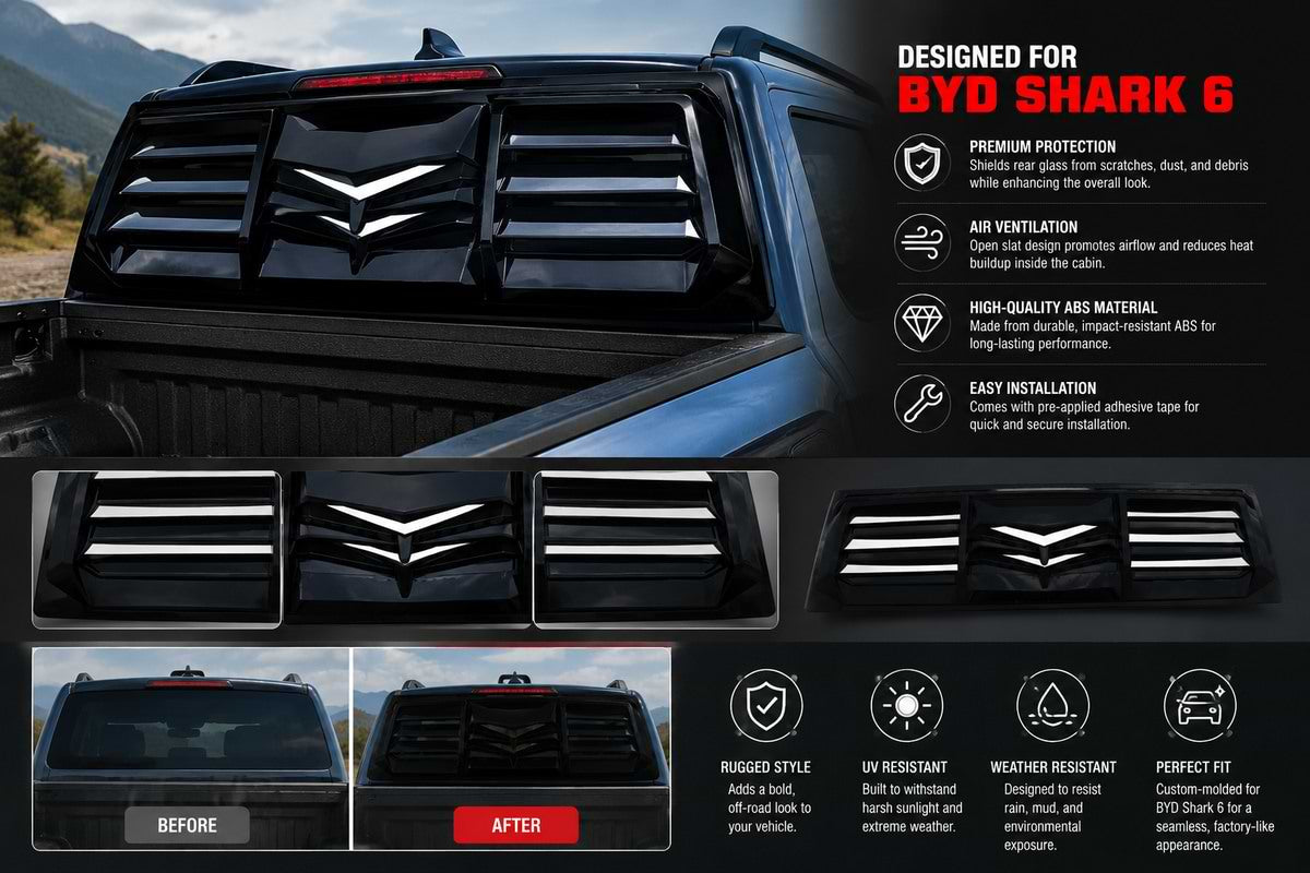 BYD Shark 6 Rear Windshield Cover Gloss Black Air Vent Protector