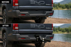 Before and after comparison of BYD Shark 6 trailer hitch accessories and towing upgrades