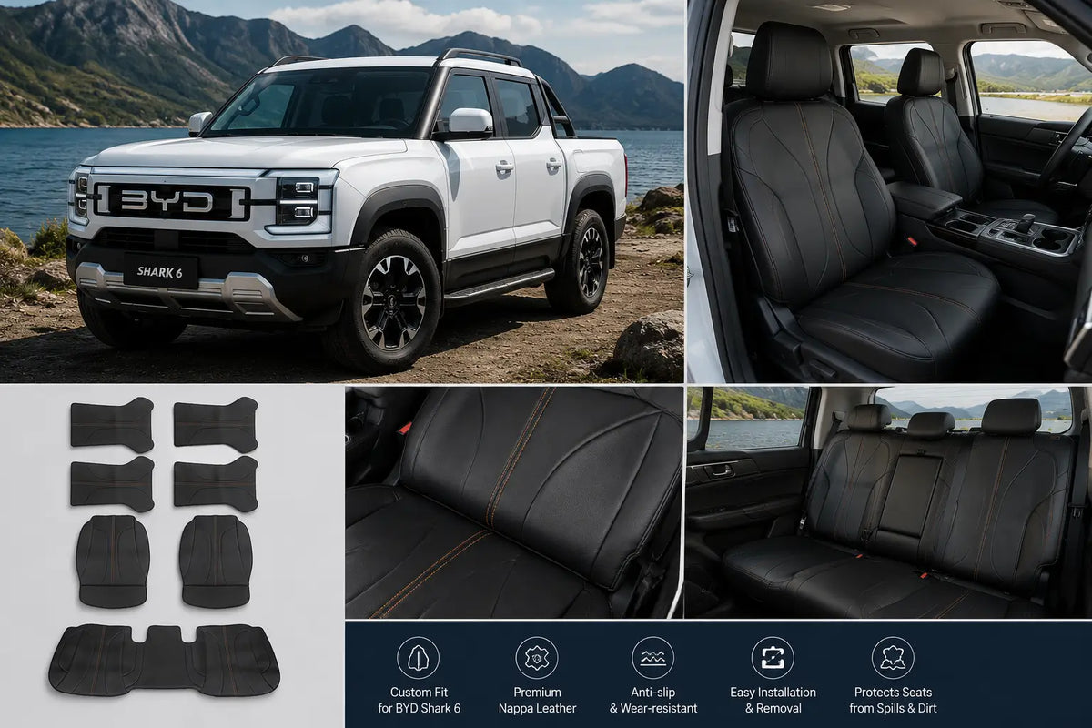 BYD Shark 6 Nappa Leather Half Seat Covers Anti-slip Front and Rear Seat Cushion Protectors